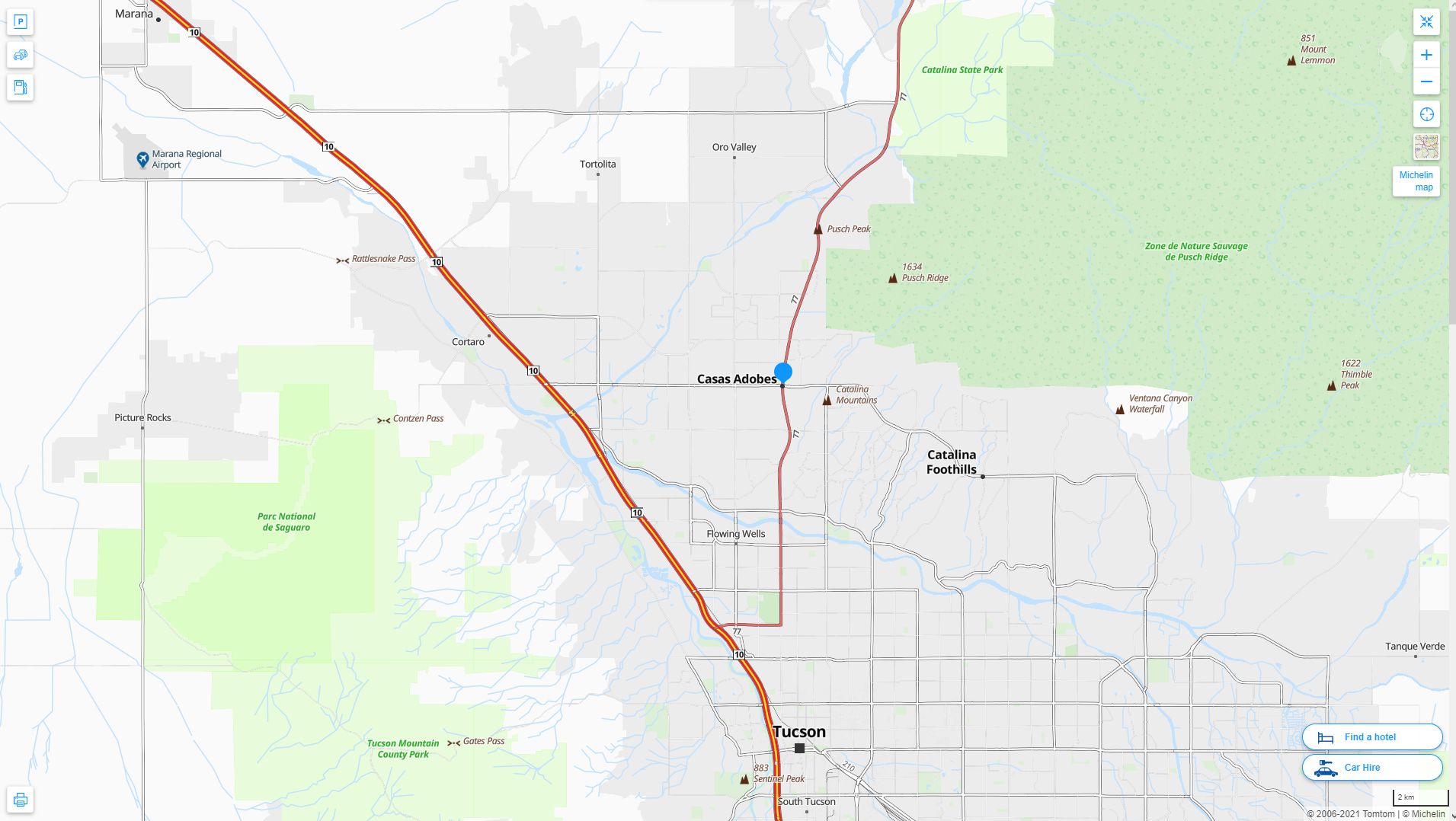Casas Adobes Arizona Highway and Road Map